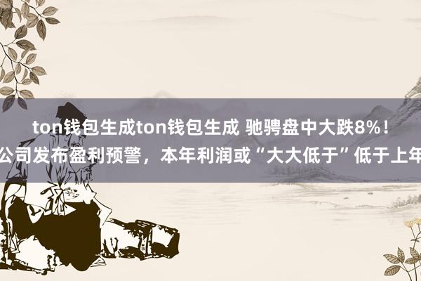 ton钱包生成ton钱包生成 驰骋盘中大跌8%！公司发布盈利预警，本年利润或“大大低于”低于上年