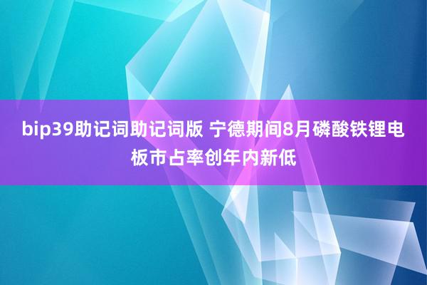 bip39助记词助记词版 宁德期间8月磷酸铁锂电板市占率创年内新低